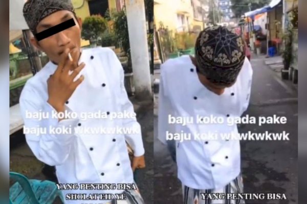 Tak Punya Baju Koko, Pria Ini Malah Ganti Pakaian Koki Salat Idul Fitri