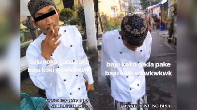 Tak Punya Baju Koko, Pria Ini Malah Ganti Pakaian Koki Salat Idul Fitri