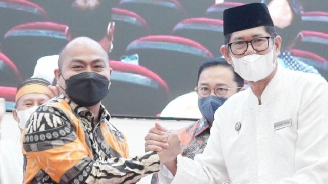 Kadispar Makassar Roem saat acara halalbihalal.