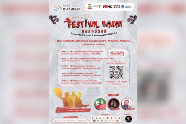 Buruan Daftar! Dispar Makassar Gelar Festival Bakat, Gali Minat Milenial Hingga Ke Lorong