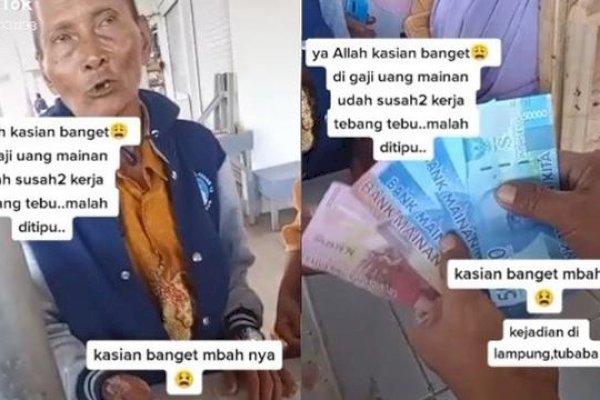 Kasian Banget, Kakek Penebang Tebu Ditipu Bos Gaji Dibayar dengan Uang Mainan