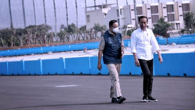 Anies Baswedan-Jokowi di sirkuit Formula E.(F-INT)