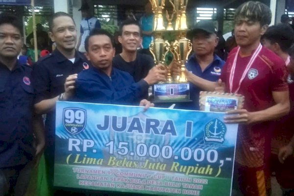 H Muslimin Sukses ‘NasDem’ Kan Kajuara Lewat Turnamen Sepak Bola 99 Community, Syaharuddin Alrif: Kader NasDem Selalu Dengar Keinginan Rakyat