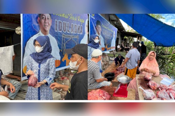 Kurban 4 Ekor Sapi, NasDem Makassar Bagi ke Kader dan Fakir Miskin