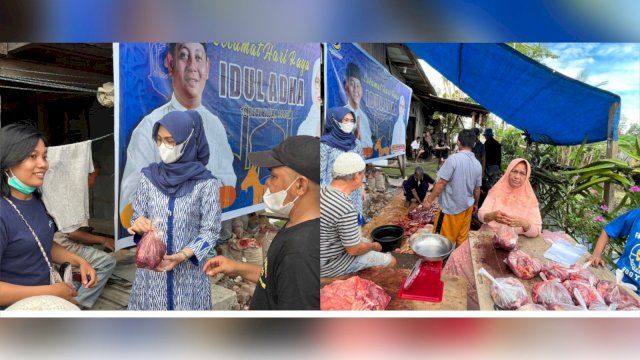 Kurban 4 Ekor Sapi, NasDem Makassar Bagi ke Kader dan Fakir Miskin