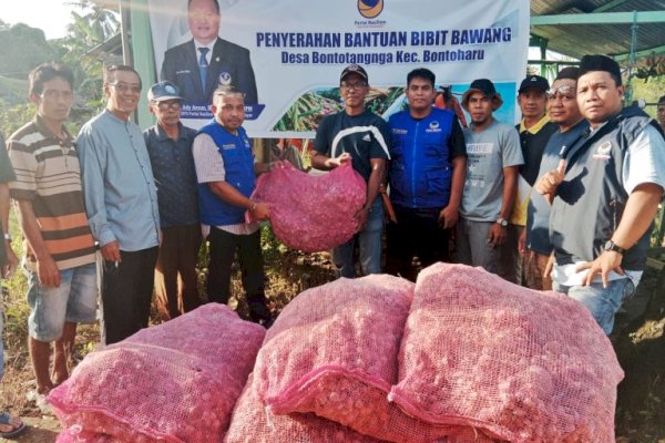 Bantu Petani, DPD NasDem Selayar Bagikan 450 Kg Bibit Bawang