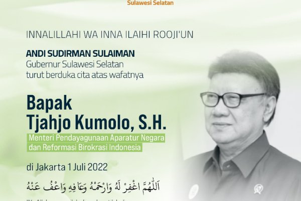 Dari Tanah Suci, Andi Sudirman Sampaikan Belasungkawa Meninggalnya Menpan-RB Tjahjo Kumolo