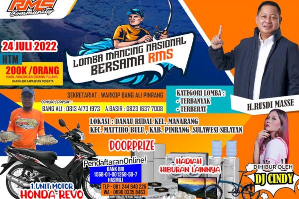 Buruan Daftar! RMS Community Pinrang Gelar Lomba Mancing Ikan Nasional, Berhadiah Sepeda Motor!