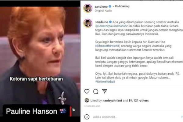 Senator Australia Tuding Kotoran Sapi Bertebaran di Bali, Netizen: Kurang Healing Senatornya