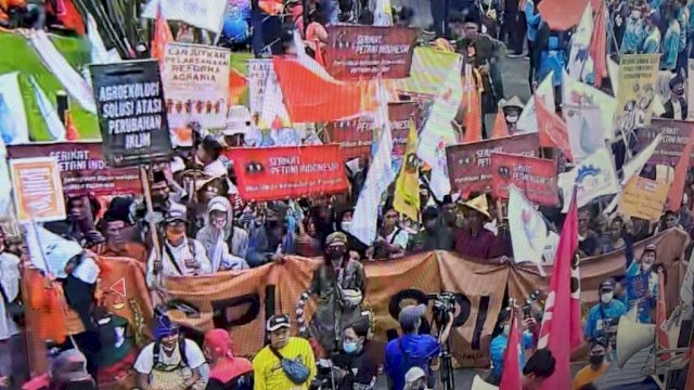 Ilustrasi demo buruh.(F-INT)