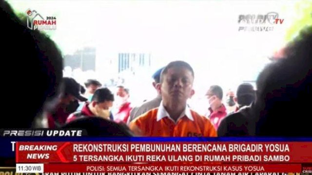 Tampak Ferdy Sambo Berbaju tahanan di rekonstruksi kasus Brigadir J.(F-INT)