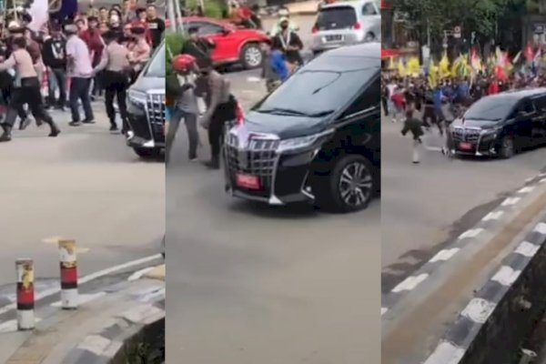 Mobil Wapres Ma’ruf Amin Dikejar Mahasiswa Penolak Kenaikan BBM di Palembang, Polisi Coba Menghalau