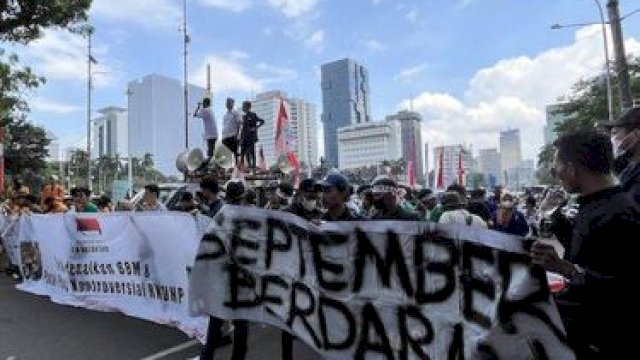 Ilustrasi Demo Buruh.(F-INT)