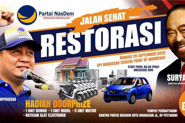 Bukti Simpati Masyarakat, Pendaftar Jalan Sehat Restorasi NasDem Sulsel Membeludak, Tembus 80 Ribu