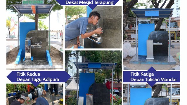 PDAM Makassar Benahi Keran Air Langsung Minum Di Anjungan Pantai Losari.