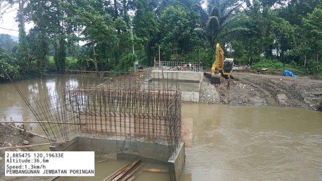 Progres Pembangunan Jembatan Poringan Luwu