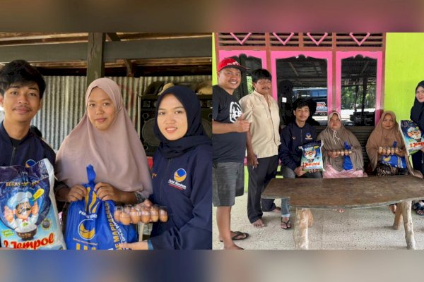 Komitmen ‘Berbagi Sesama’ Intip NasDem Milenial RMS Pinrang Bagi-bagi Sembako Jumat Berkah