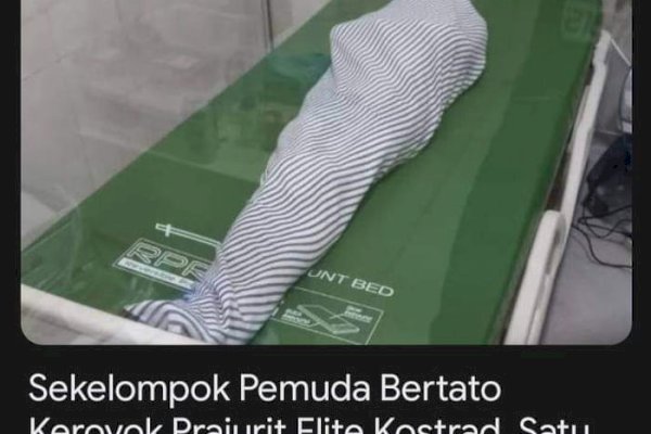 Sekelompok Pemuda Bertato Keroyok Prajurit Elite Kostrad, Satu Pelaku Tewas