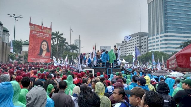 Ilustrasi demo buruh.(F-INT)