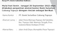 Simak, Ini Lokasi Baru Bank Sulselbar Cabang Topoyo