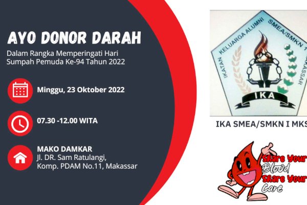 Jangan Ketinggalan, IKA SMEA/SMKN I Makassar Akan Gelar Donor Darah-Senam Longwis Antar Kelurahan