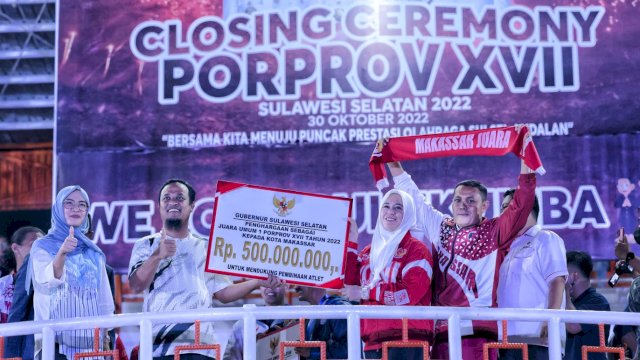 Makassar Juara Umum, Wawali Fatmawati Rusdi Apresiasi Atlet Porprov Sulsel 2022 Harumkan Nama Kota Makassar.