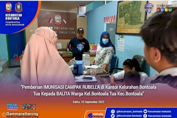 Pemberian Iminusasi Campak Rubella di Kecamatan Bontoala