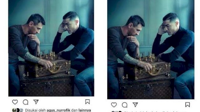 Bikin Geger Media Sosial, Pertama Kali Messi dan Ronaldo Kompak Upload Foto Lagi Main Catur Bareng