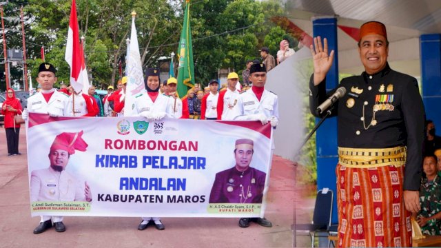 Rangkaian Semarak HUT ke-353 Sulsel, Bupati Maros Sambut Pasukan Kirab Pelajar Andalan 