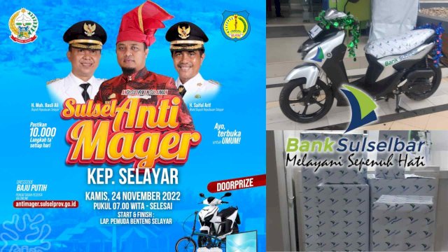 Sponsori “Sulsel Anti Mager” Bank Sulselbar Cabang Selayar Siapkan Motor dan Hadiah Menarik Lainnya