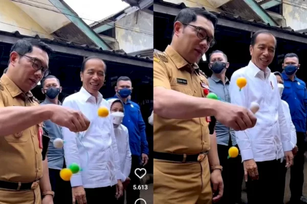Didampingi Ridwan Kamil, Jokowi Main Lato-lato di Pasar Subang