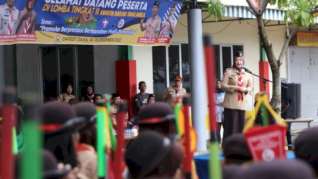 Walau Diguyur Hujan, Wawali Fatmawati Rusdi Semangati Peserta Lomba LT II Kwartir Cabang Panakukkang