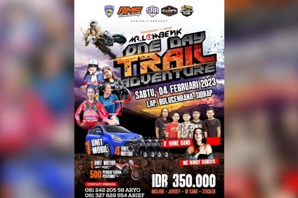 Anniversary ke-11 Tahun Mr Lombenk Gelar One Day Trail Adventure di Sidrap, Berhadiah Mobil hingga Motor, Buruan Daftar!