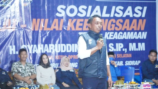 Wakil Ketua DPRD Sulsel, Syaharuddin Alrif Melaksanakan Sosialisasi Nilai-nilai Kebangsaan di Kabupaten Sidrap.