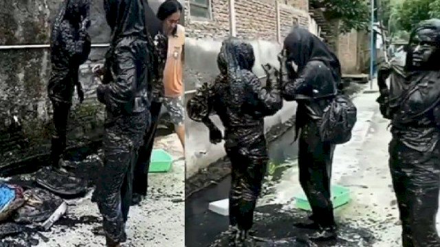 Viral 3 Gadis Tercebur Got hingga Hitam Pekat