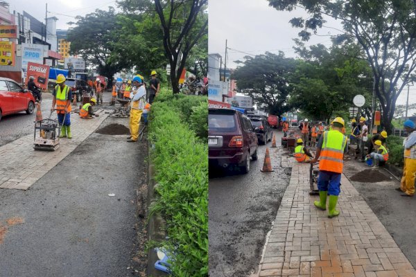 Respon Keluhan Pengendara, Dinas PUTR Sulsel Lakukan Penanganan Darurat Jalan Hertasning