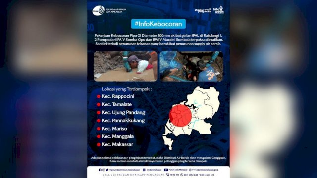 Pipa PDAM Makassar Bocor di Ratulangi, Dirut Beni Iskandar : Kami Mohon Maaf