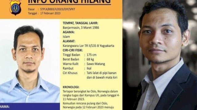 Dosen UII Dilaporkan Hilang Saat Pulang dari Norwegia, Sang Adik Menunggu di Bandara Tanpa Hasil-Keluarga Lapor Polisi