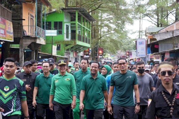 50 Tahun PPP, Andi Sudirman Jalan Sehat Bersama Plt Ketum Mardiono dan Sandiaga Uno di Malino