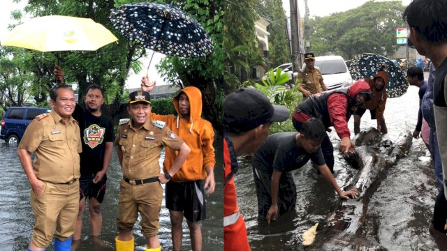 Camat Alamsyah Gerak Cepat Tinjau Titik Genangan-Banjir di Tallo