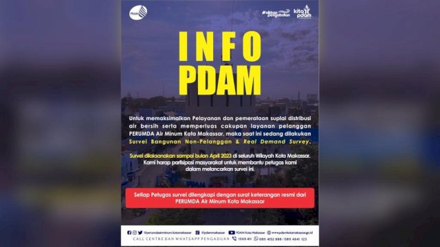 Maksimalkan Pelayanan, PDAM Makassar Genjot Survei Bangunan Non-Pelanggan