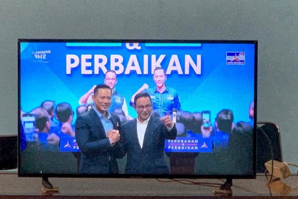 Jumpa Pers Anies-AHY, Pengurus Demokrat Sulsel Ikut Nonton Bareng