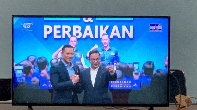 Jumpa Pers Anies-AHY, Pengurus Demokrat Sulsel Ikut Nonton Bareng