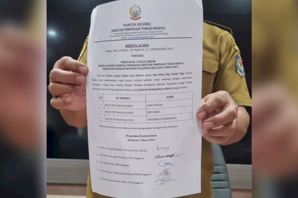 Pemprov Sulsel Umumkan 3 Besar Calon Sekda