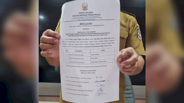 Pemprov Sulsel Umumkan 3 Besar Calon Sekda