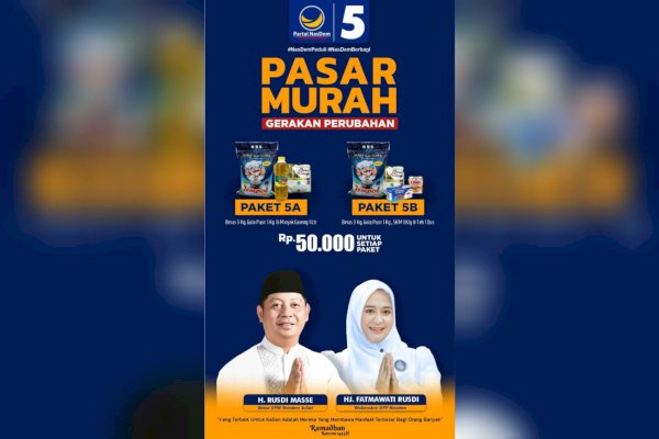 Gelar Pasar Murah, Partai NasDem Siapkan 1000 Kupon Per Kecamatan di Makassar