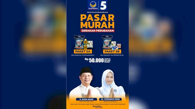 Gelar Pasar Murah, Partai NasDem Siapkan 1000 Kupon Per Kecamatan di Makassar