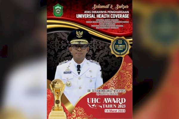 95 Persen Kesehatan Warga Tercover, Pj Bupati Takalar Peroleh Penghargaan UHC Award 2023