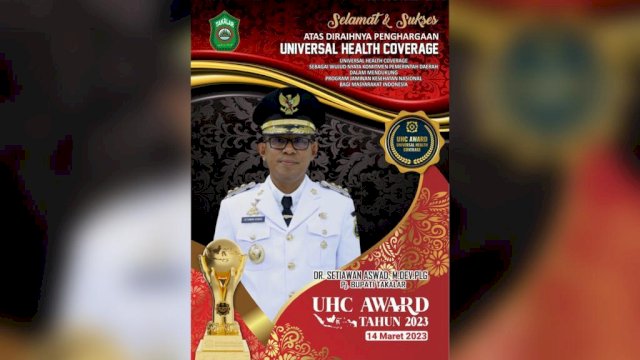 95 Persen Kesehatan Warga Tercover, Pj Bupati Takalar Peroleh Penghargaan UHC Award 2023