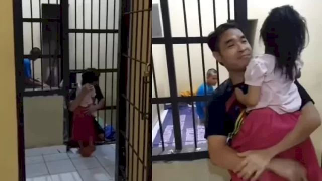 Momen Haru Ayah Peluk Sang Anak di Dalam Tahanan